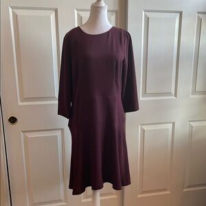 Ann Taylor Red Midi Dolman Sleeve Dress